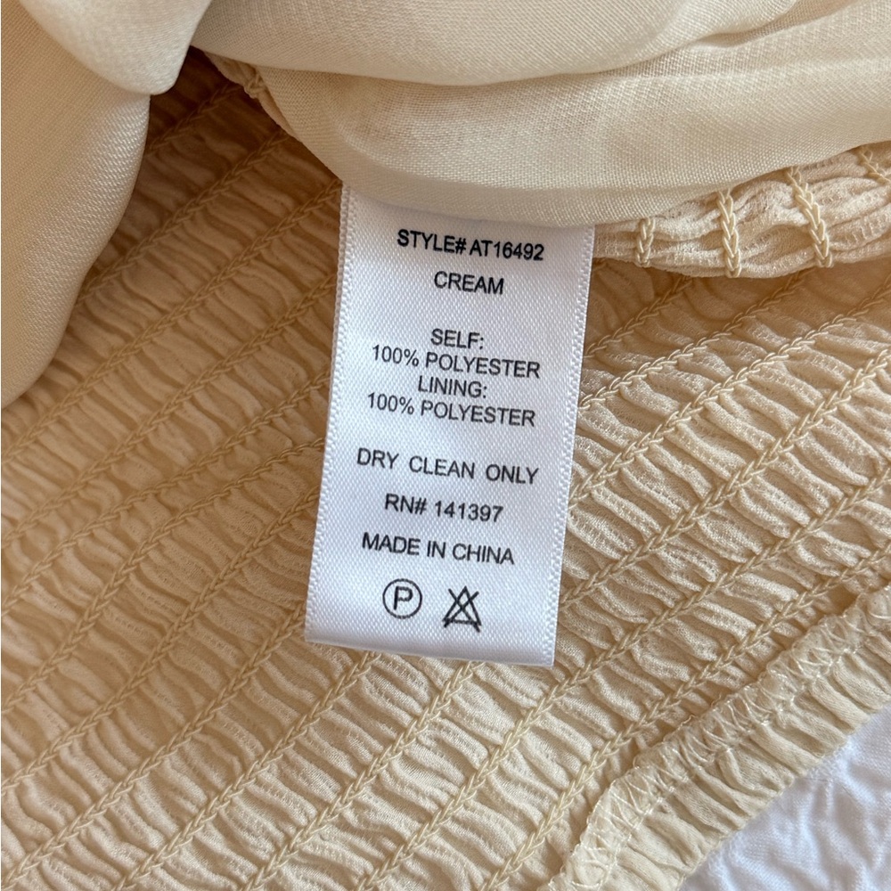 ASTR the Label Ruched Long Sleeve Blouse – Cream/Ivory, Size XL - Picture 5 of 10